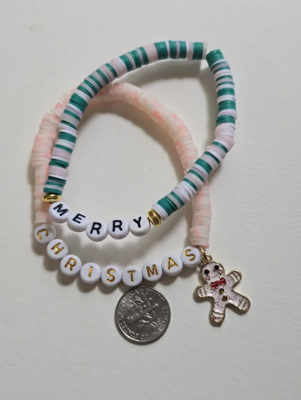 Merry Christmas Beaded Bracelet Set